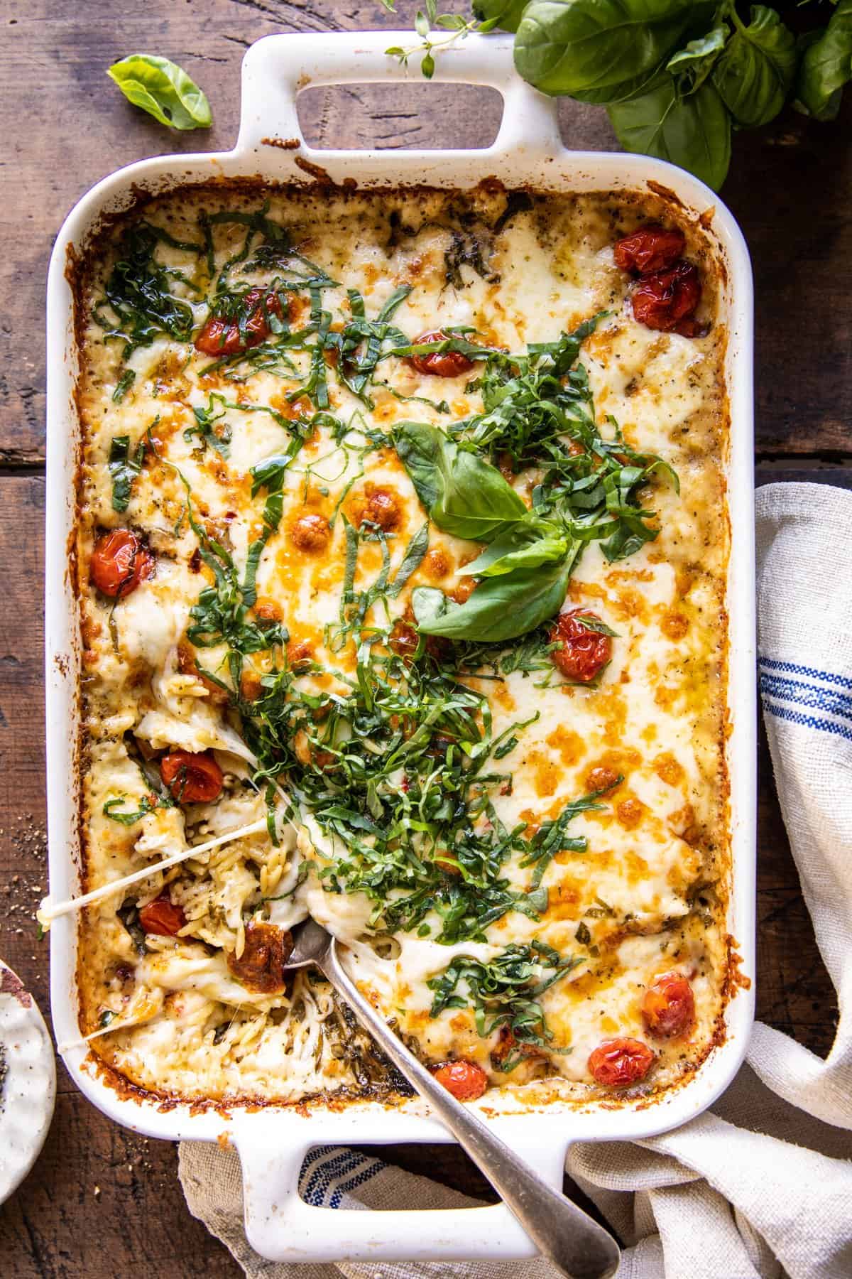 Easiest-One-Pan-Caprese-Pesto-Orzo-Bake-1 image